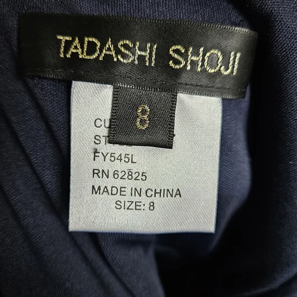 Tadashi Shoji Navy Tierd Ruffle Formal Dress